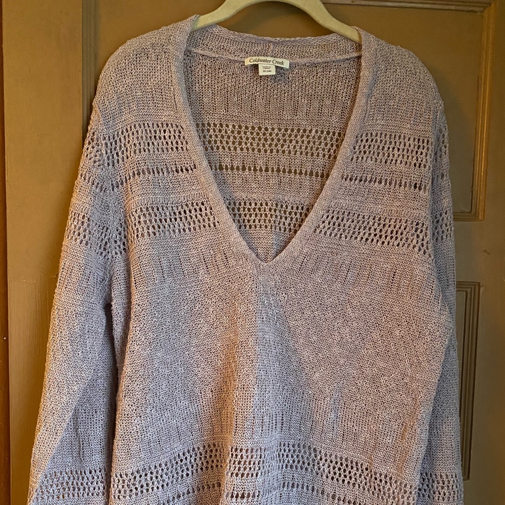 Coldwater Creek XL Lavender Open Weave Sweater NWOT